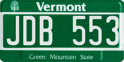 VT license plate JDB553
