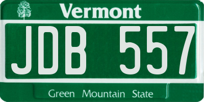 VT license plate JDB557