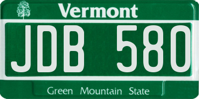 VT license plate JDB580