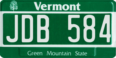 VT license plate JDB584