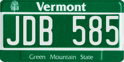 VT license plate JDB585