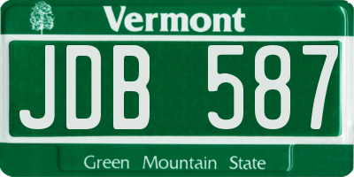 VT license plate JDB587