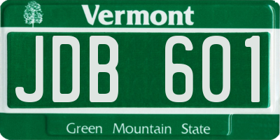 VT license plate JDB601
