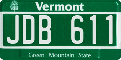 VT license plate JDB611