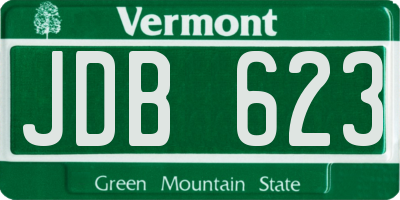 VT license plate JDB623