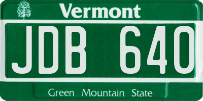 VT license plate JDB640