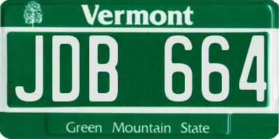 VT license plate JDB664