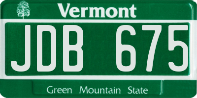 VT license plate JDB675