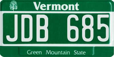 VT license plate JDB685
