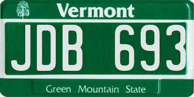 VT license plate JDB693