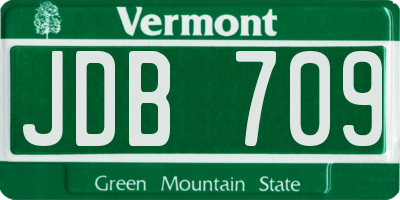 VT license plate JDB709
