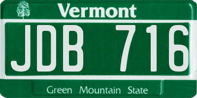 VT license plate JDB716