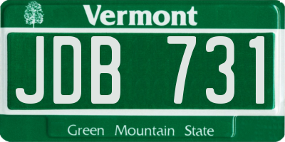 VT license plate JDB731
