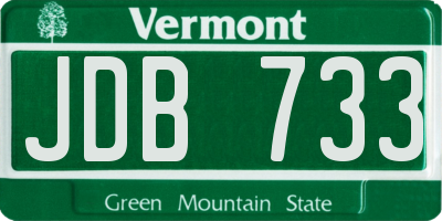 VT license plate JDB733