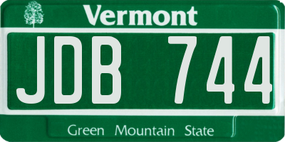 VT license plate JDB744
