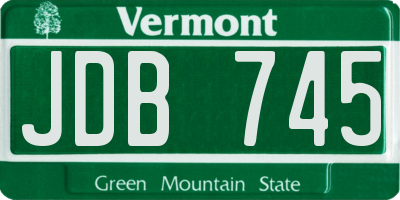 VT license plate JDB745