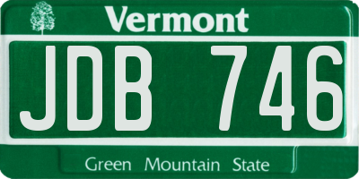 VT license plate JDB746