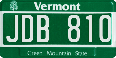 VT license plate JDB810