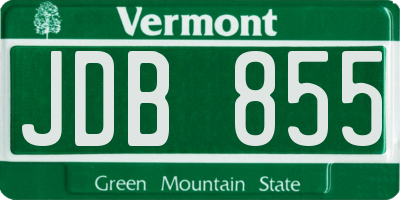 VT license plate JDB855