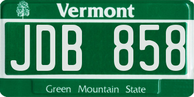 VT license plate JDB858