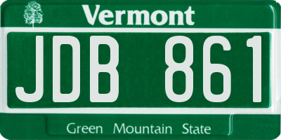 VT license plate JDB861