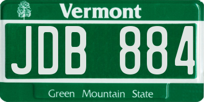 VT license plate JDB884