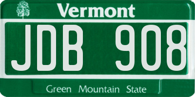 VT license plate JDB908