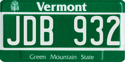 VT license plate JDB932