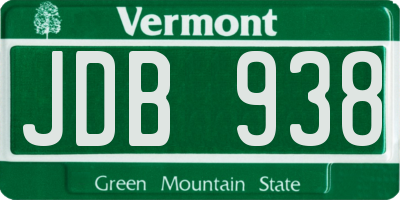 VT license plate JDB938
