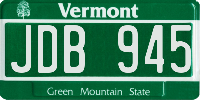 VT license plate JDB945