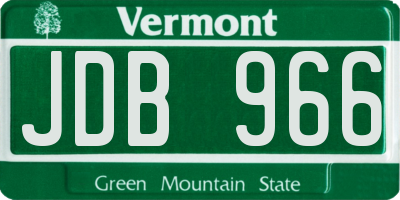 VT license plate JDB966