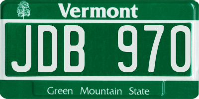 VT license plate JDB970