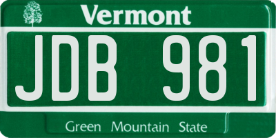 VT license plate JDB981