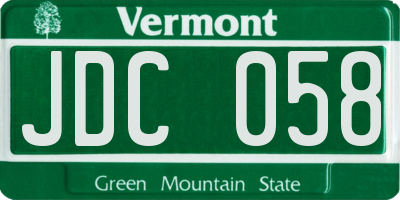 VT license plate JDC058