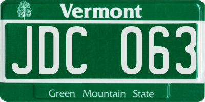 VT license plate JDC063
