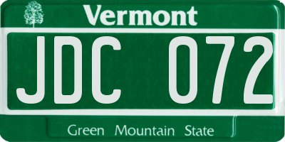 VT license plate JDC072