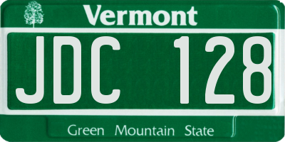 VT license plate JDC128