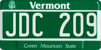 VT license plate JDC209