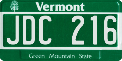 VT license plate JDC216