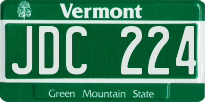 VT license plate JDC224