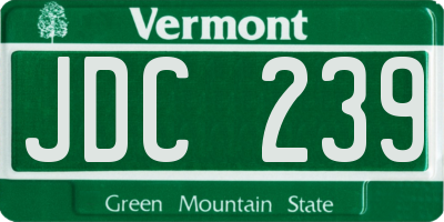 VT license plate JDC239