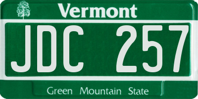 VT license plate JDC257
