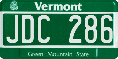 VT license plate JDC286