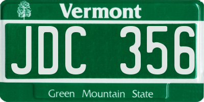 VT license plate JDC356