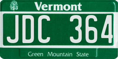 VT license plate JDC364
