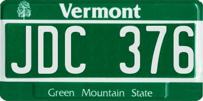 VT license plate JDC376