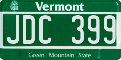 VT license plate JDC399
