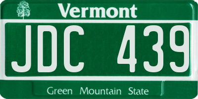 VT license plate JDC439