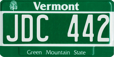 VT license plate JDC442
