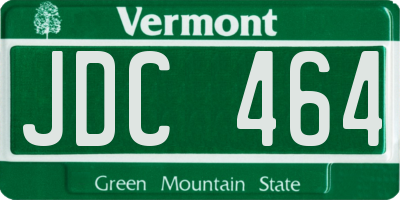 VT license plate JDC464